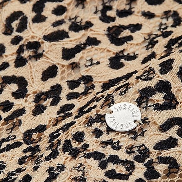 JUSTICE SIZE 14 LEOPARD ivory milk LACE WITH CAMI NWT puff sleeve animal print - Picture 3 of 3